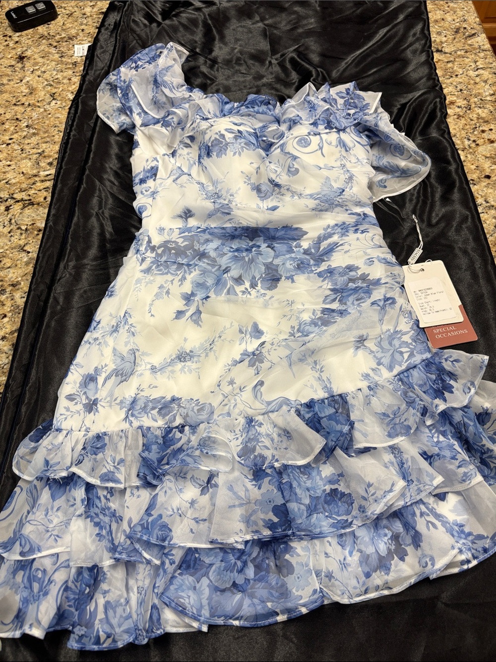 Stacees Ocean Blue Floral Dress